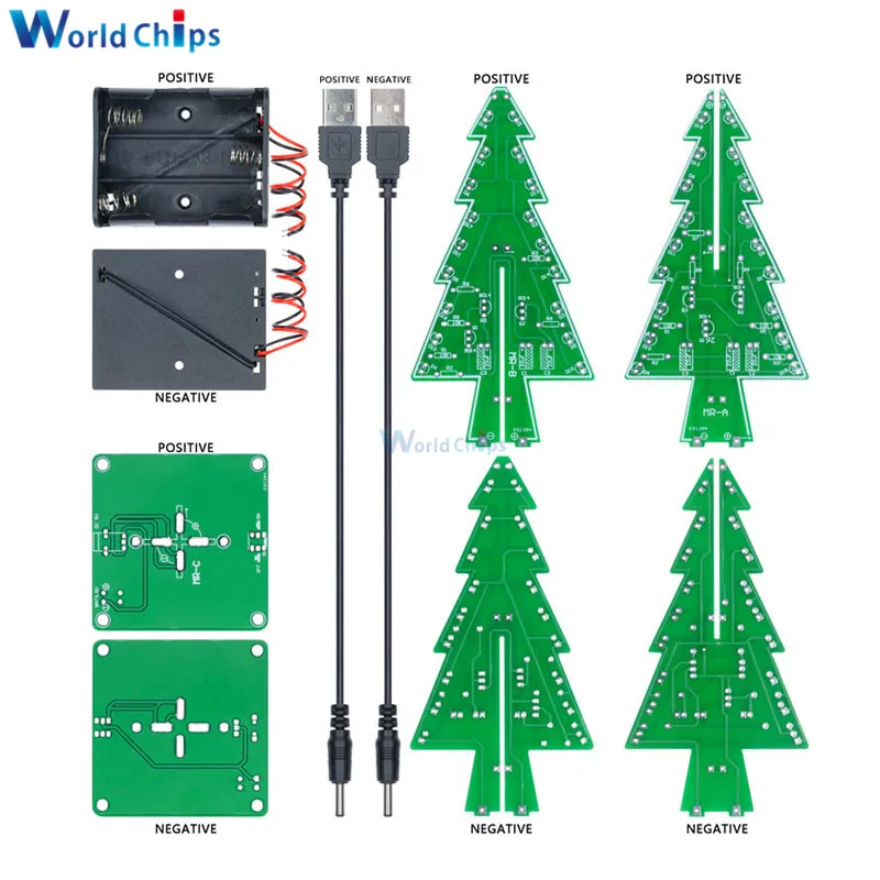 3D Christmas Tree DIY Kits 7 Colors Light Flash LED Circuit Christmas Trees LED Christmas Decoration Christmas Gift DIY Kits