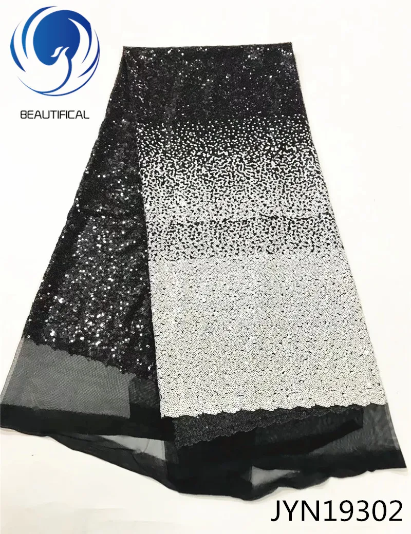 BUAETIFICAL White &amp black Sequins mesh lace fabric Popular african french net nigerian tulle women fabricJYN193 | Дом и сад