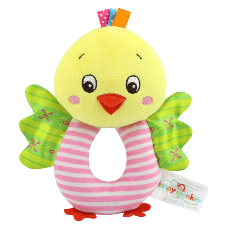 Chick Кольцо на руку для новорожденных, Мультяшные круглые детские игрушки-погремушки, милая детская кукла, мягкая игрушка в виде животного, плюшевые подарки, слон, обезьяна, лев, 6-12 месяцев - Цвет: Chick