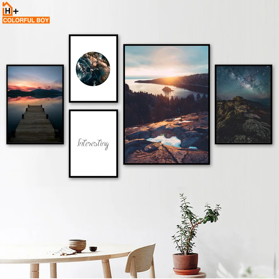 

Mountain River Forest Bridge Landscape Wall Art Canvas Painting Nordic Posters And Prints Wall Pictures For Living Room Decor