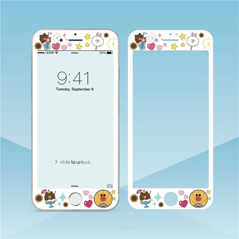 Мультяшный Прекрасный 3D экран с мягкими краями протектор для iPhone 7 8 plus полное покрытие закаленное стекло Милая Защитная пленка для iPhone 6 6s