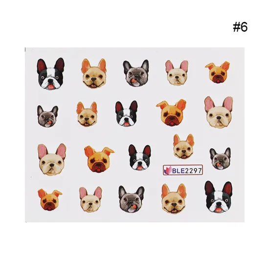 Pattern6 1 лист, животное, милый кот, собака, искусство ногтей, водная наклейка, кролик, маникюр, переводная вода, наклейка, обертывание, украшение для ногтей, аксессуар - Цвет: Pattern6