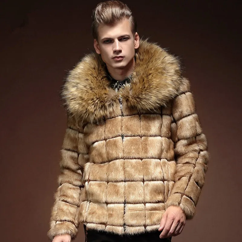 Мужская куртка с искусственным мехом S/3Xl Повседневная Верхняя одежда меховым