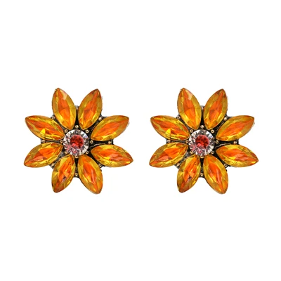 orange Женские серьги-гвоздики в форме бомбы с цветком, шикарные серьги с мерцающими кристаллами Oorbellen для девушек - Окраска металла: orange