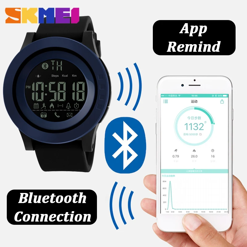 SKMEI 1255 Bluetooth спортивные Смарт часы для мужчин и женщин Многофункциональные