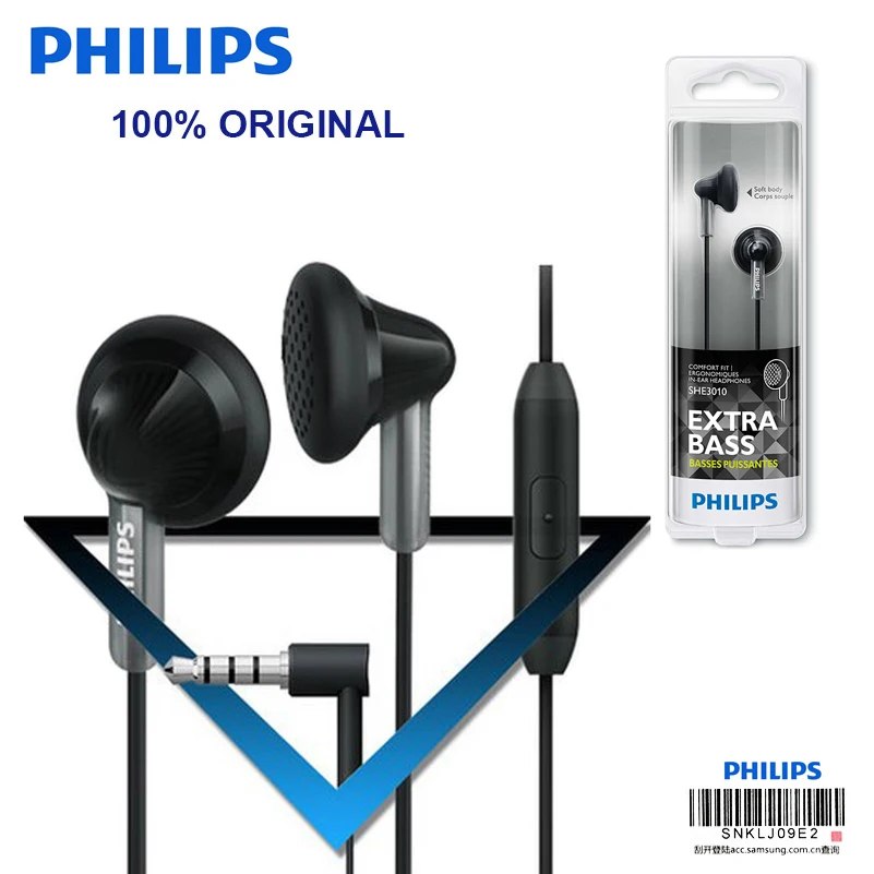 Оригинальные Наушники Philips SHE3015 проводная гарнитура поддержка микрофонный