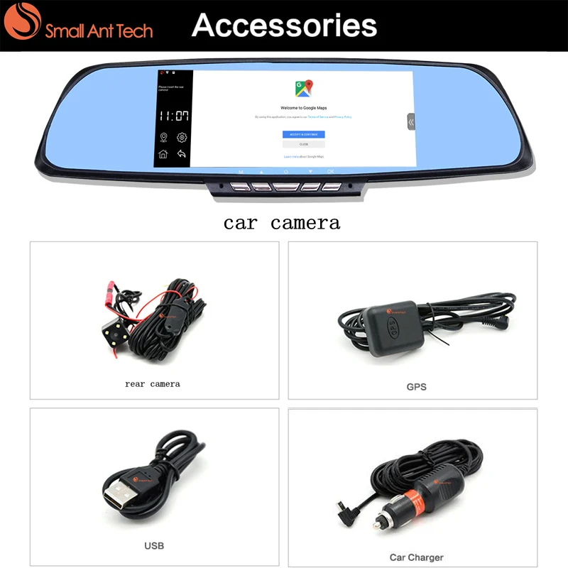 Smallanttech FHD 1080 P автомобиля Зеркало заднего вида DVR Камера GPS видео Регистраторы