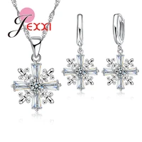 bride jewelry sets for women wedding accessory 925 sterling silver crystal pendant necklaces earrings sets