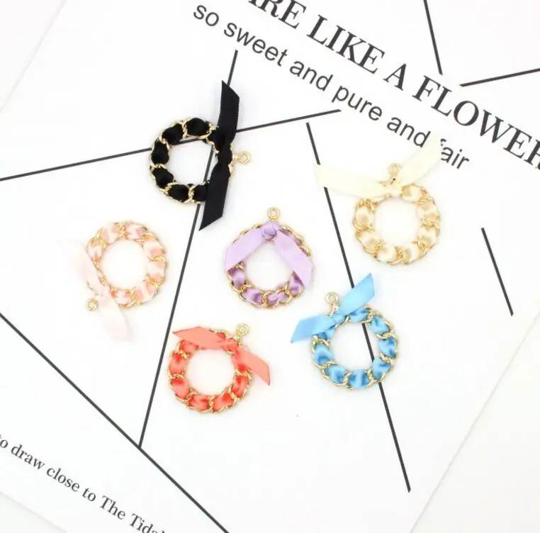 10pcs DIY Alloy Jewelry Accessories Ring Ribbon Wreath Pendant Necklace Headdress Bow Personality Ornament |