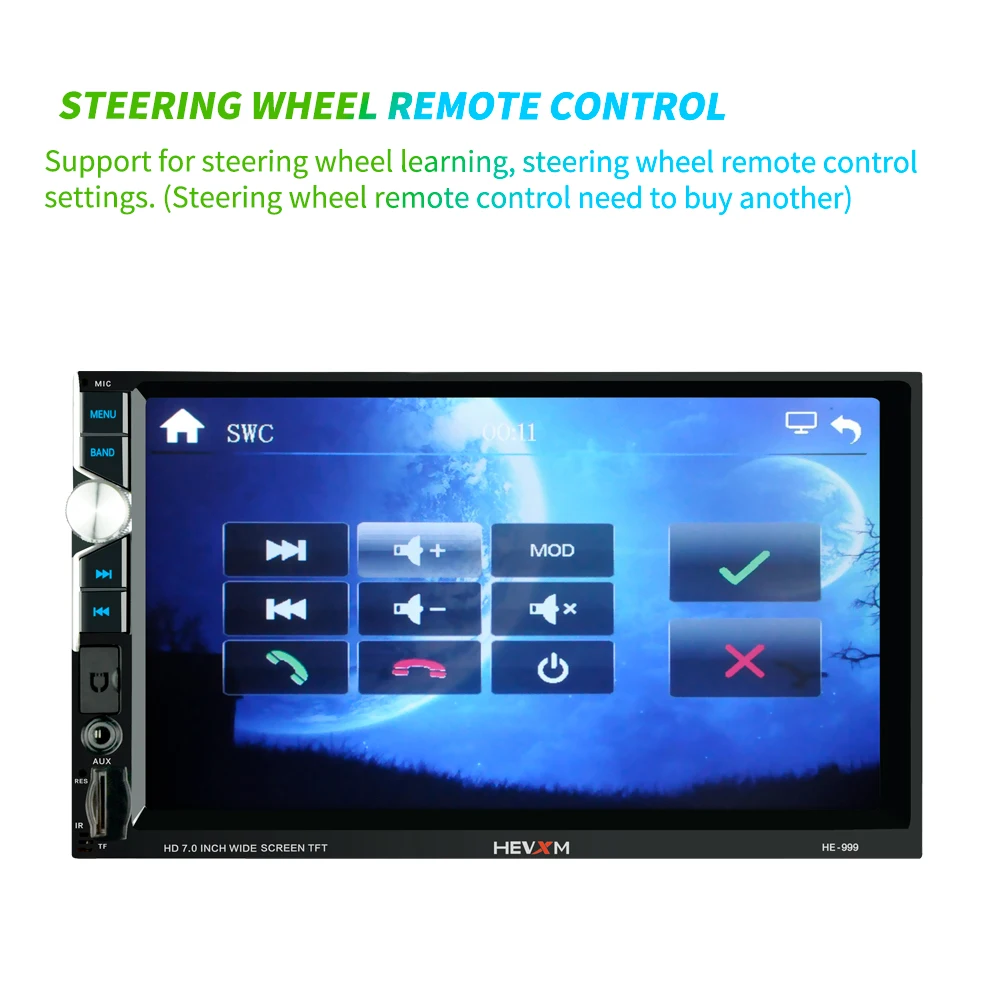HEVXM 2 Din Универсальное автомобильное радио 7 ''HD плеер Bluetooth Авто аудио стерео
