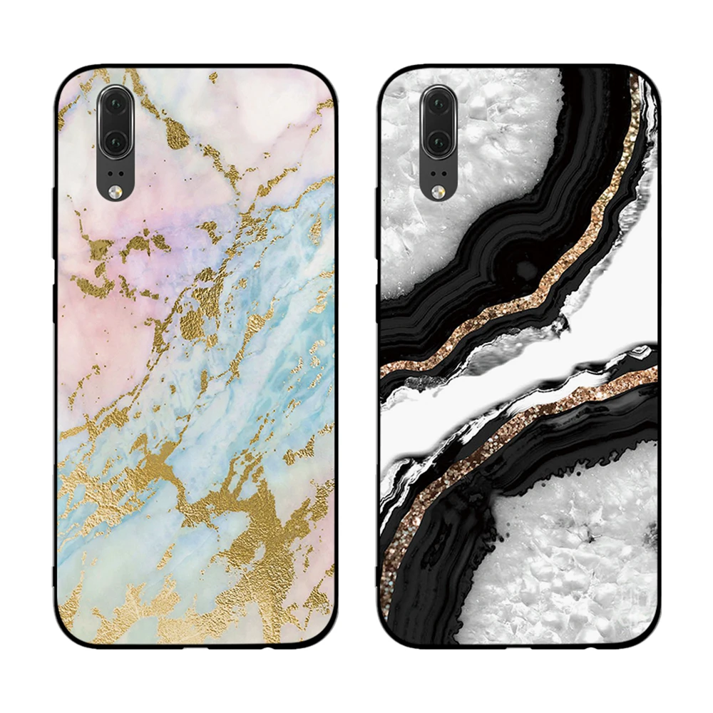 Glitter Marble soft phone For huawei Honor 6A 7A 3GB Pro 7X 8X 8C 10 Lite Note Back Cover | Мобильные телефоны и