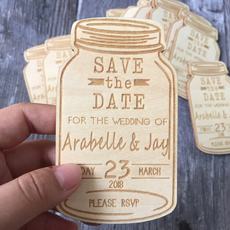 Деревянные магнитные бирки сохранить дату Свадебное приглашение с