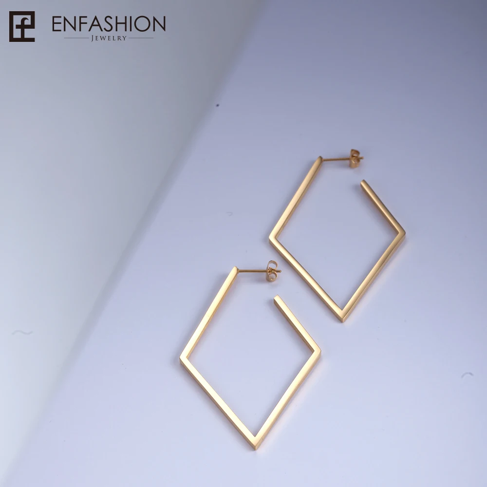 Женские серьги подвески из нержавеющей стали золотистого цвета|rhombus earring|earrings