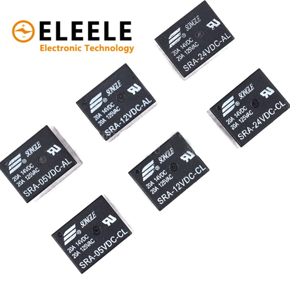 5 В 12 24 постоянного тока 20A DC Мощность реле SRA 05VDC CL 12VDC 24VDC 5Pin PCB Тип наличии Черный