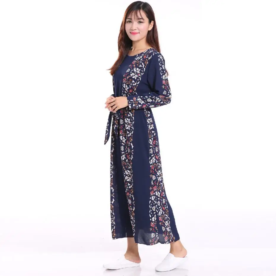 Long Sleeve Maxi Dress In Этнический Стиль Мусульманской Одежды Для Женщин О Образным