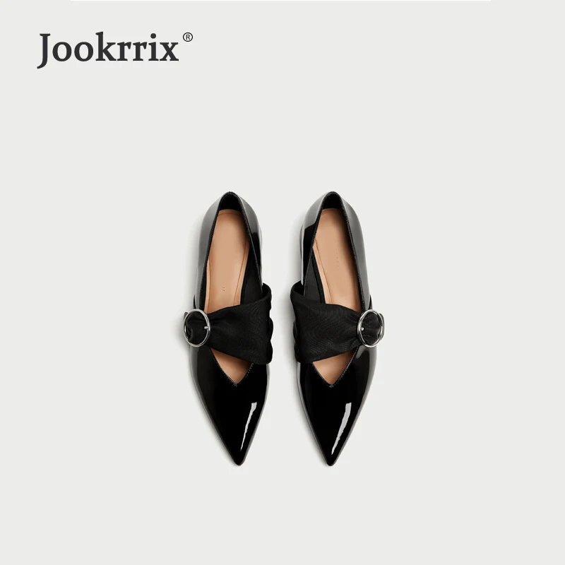 Женская обувь на плоской подошве Jookrrix повседневная из лакированной кожи с острым