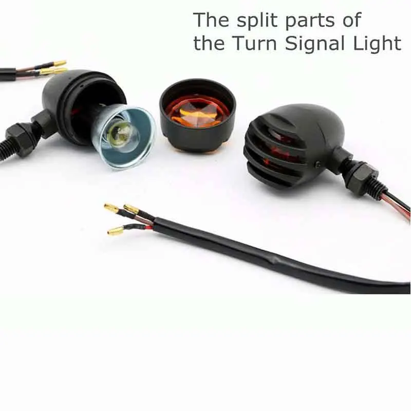 

2PCS Heavy Duty Aluminum Motorcycle Turn Signal Light Lndicator Halogen Grill Amber Bulb Bullet Motorbike For Kawasaki Ya