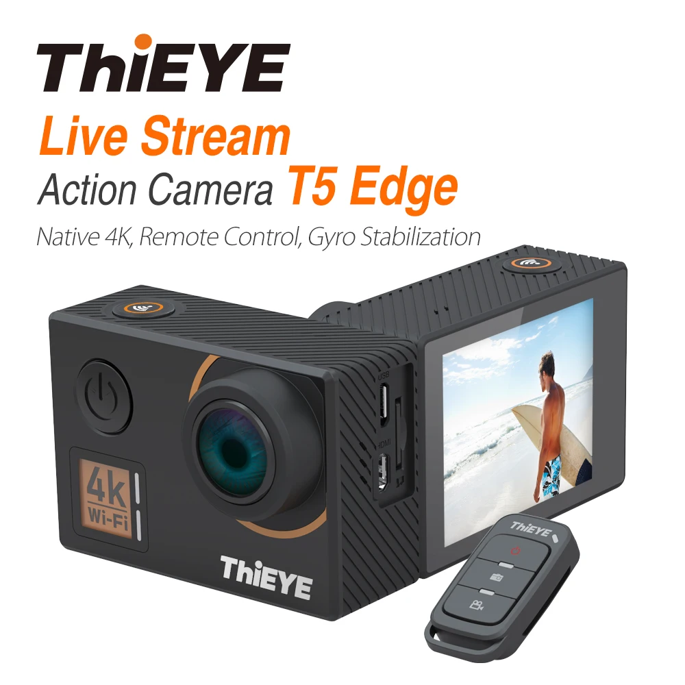 ThiEYE T5 действия края Камера с трансляция Cam настоящий 4 K экшн камера стабилизатор