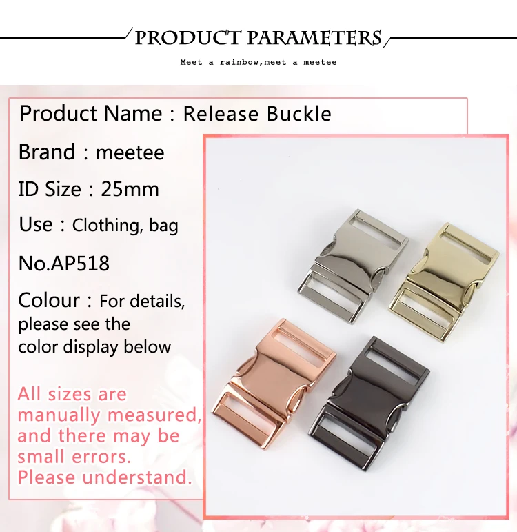 Meetee 10pcs Metal Curved Side Release Buckle for 25mm Webbing Strap Backpack Bag Luggage Hook Belt Buckle DIY Accessories AP518