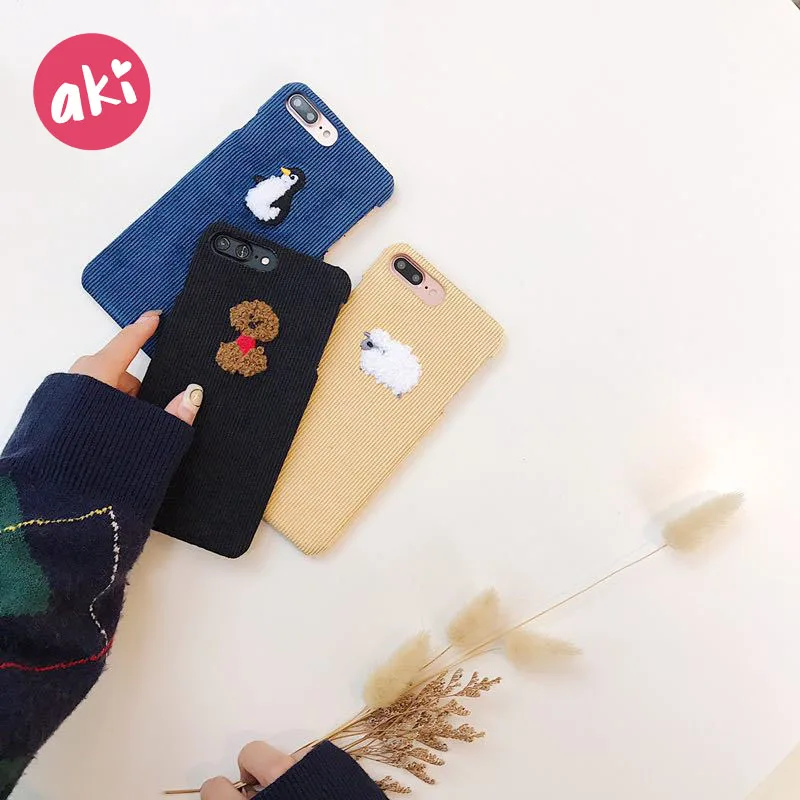 Чехол для телефона с вельветовой вышивкой Аки iPhone 8 7 Plus чехол изображением