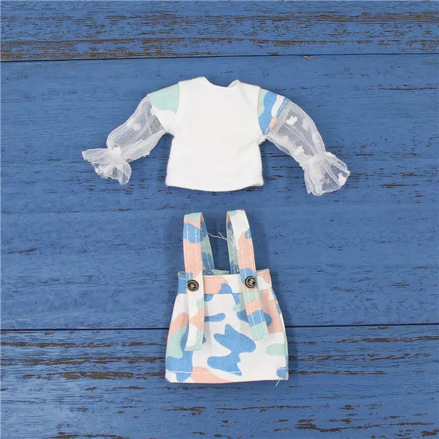 Костюм для 1/8 года, 20 см, камуфляжная юбка на подтяжках для куклы middie blyth с белой рубашкой, шапкой и носками, только одежда, без куклы - Цвет: c