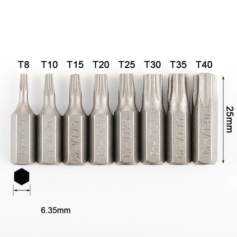 T8-T40 10 или 8 шт. отвертка Torx Набор бит 1/4 шестигранный хвостовик звезда T8 T10 T15 T20 T25 T30 T35 T40 отвертка Биты для дома ручные инструменты - Цвет: T8-T40