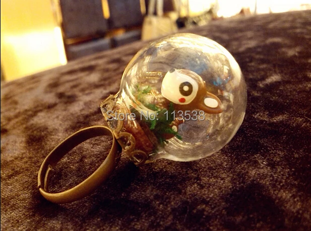 

Free Ship! 50sets/lot 30*20mm glass globe with antique bronze lace ring setting findings set glass bubble DIY vial pendant