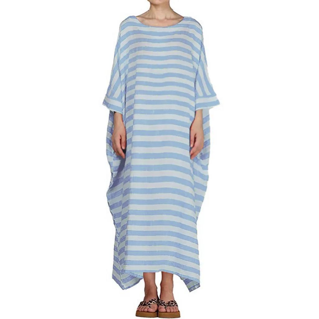 Женское платье в полоску JAYCOSIN винтажное свободное макси с длинным рукавом