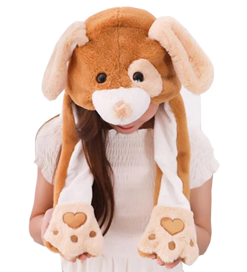 Brown Puppy Douchow милые плюшевые белые панды, шапка с лапами для взрослых, подростков, детей, мальчиков и девочек, зимние шапочки - Цвет: Brown Puppy