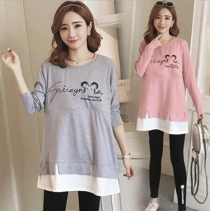 Одежда для беременных Топы с длинным рукавом и принтом кормления грудью топы