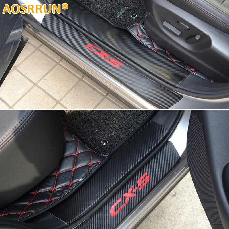 

Накладка на порог AOSRRUN из искусственной кожи из углеродного волокна для mazda CX-5 CX5 2014 2015, автомобильные аксессуары