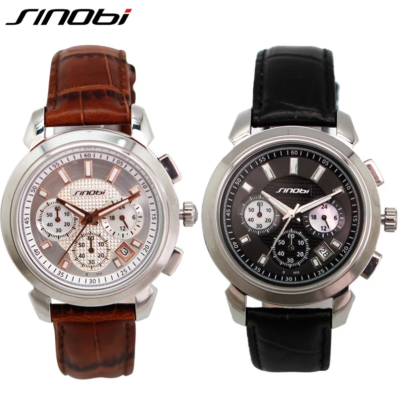 SINOBI пояса из натуральной кожи ремень часы для мужчин полный календари Multi функция