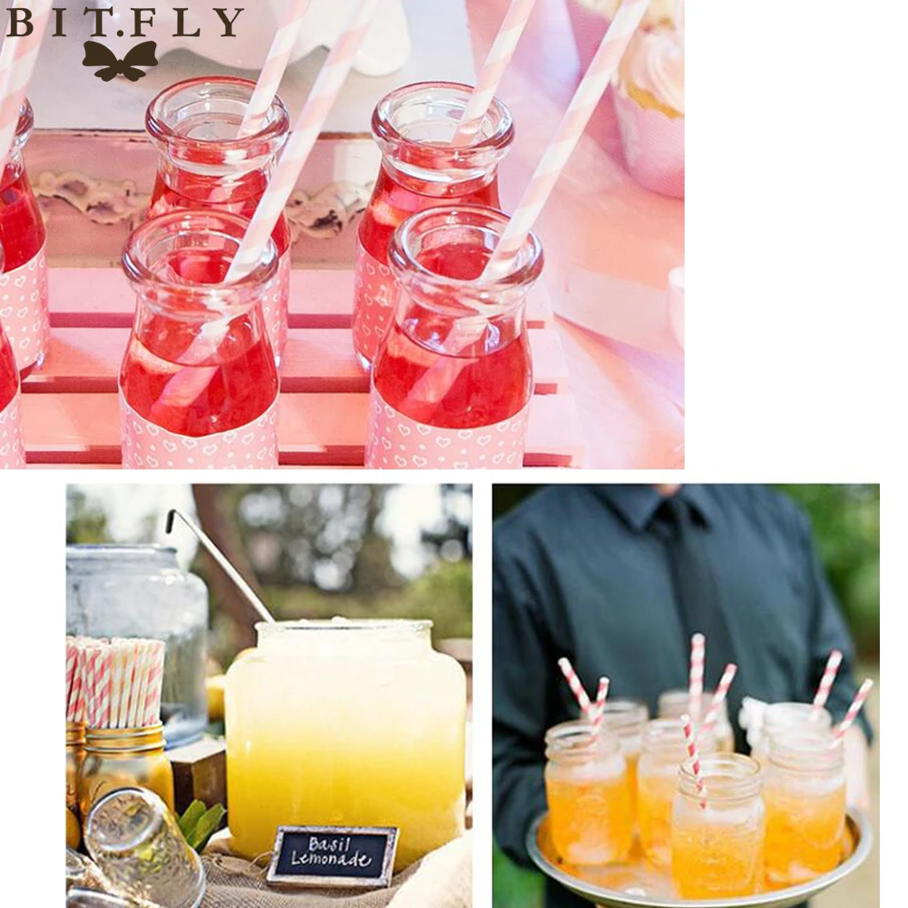 25 шт. бумажные соломинки для питья в полоску вечеринки свадьбы украшения детей