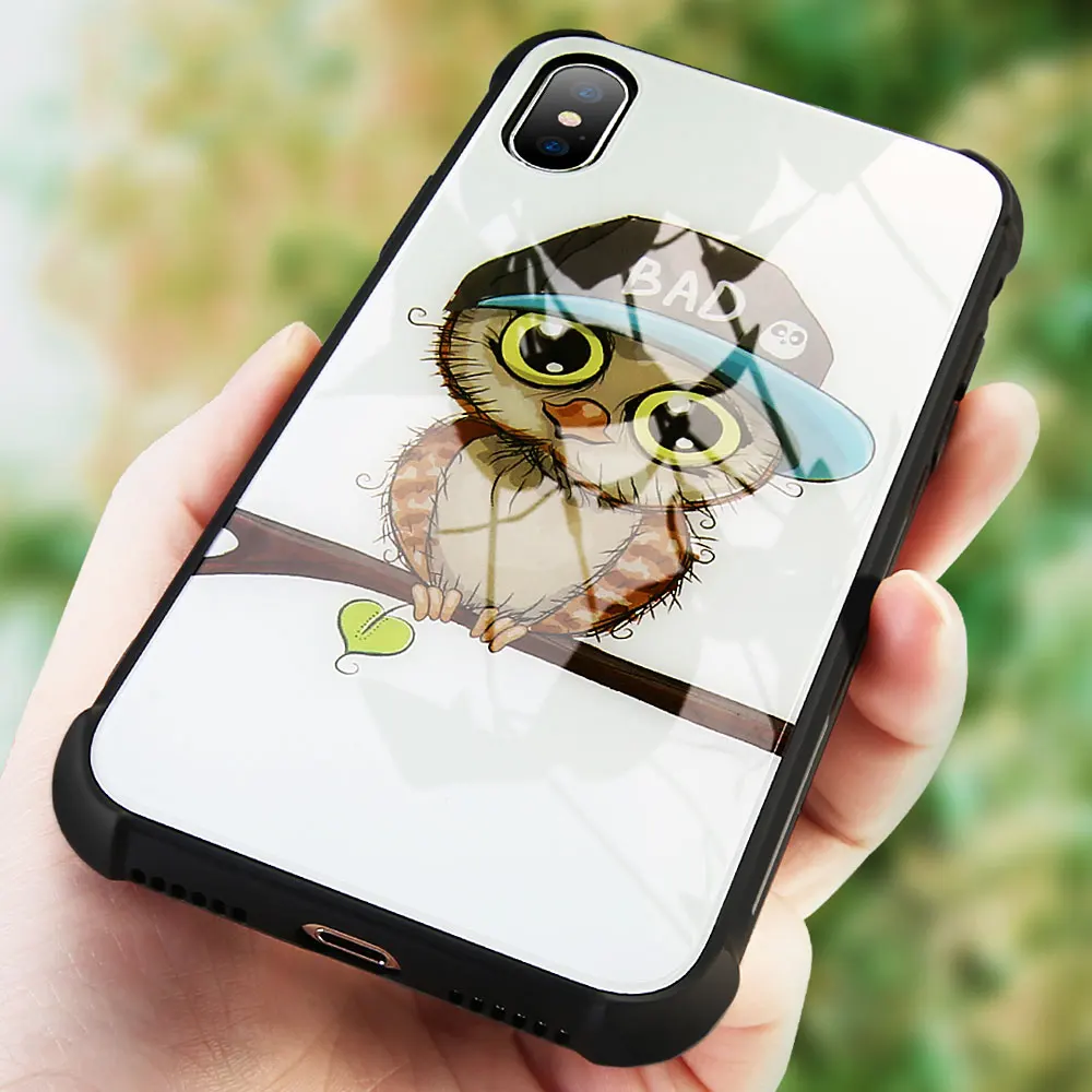 KISSCASE Сова узорчатый чехол для телефона iPhone X жесткая задняя крышка силиконовый