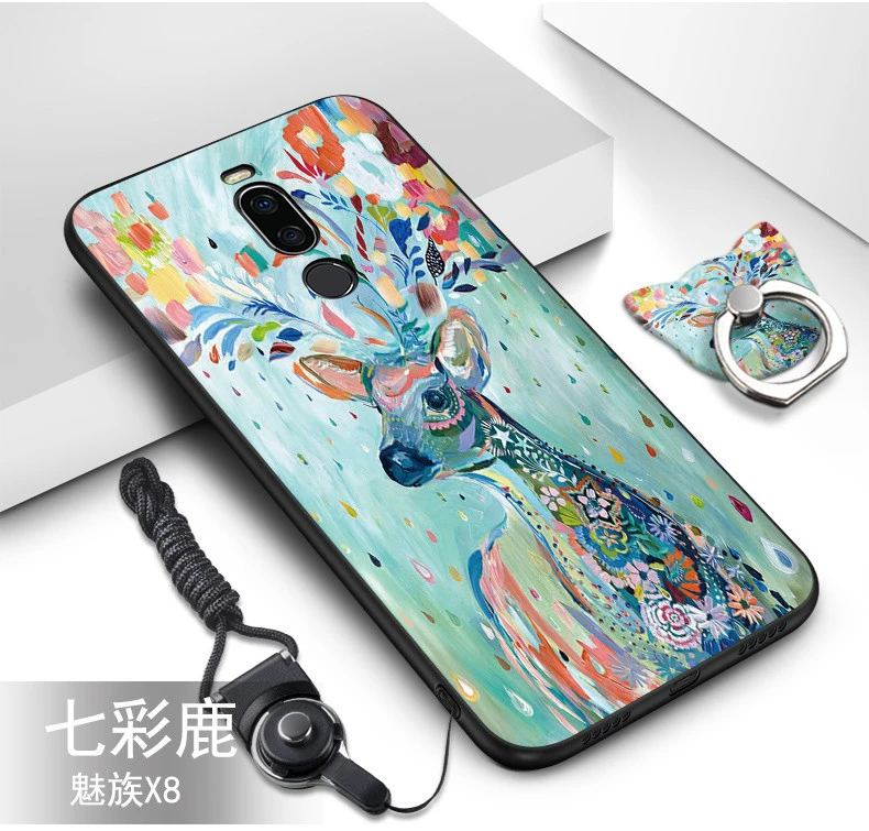 Meizu X8 X 8 чехол, силиконовые, Роскошные, симпатичные, из мягкого ТПУ, чехол+ ремешок с узором, кольцо, задняя крышка для Meizu X8 X 8, чехол, coque fundas