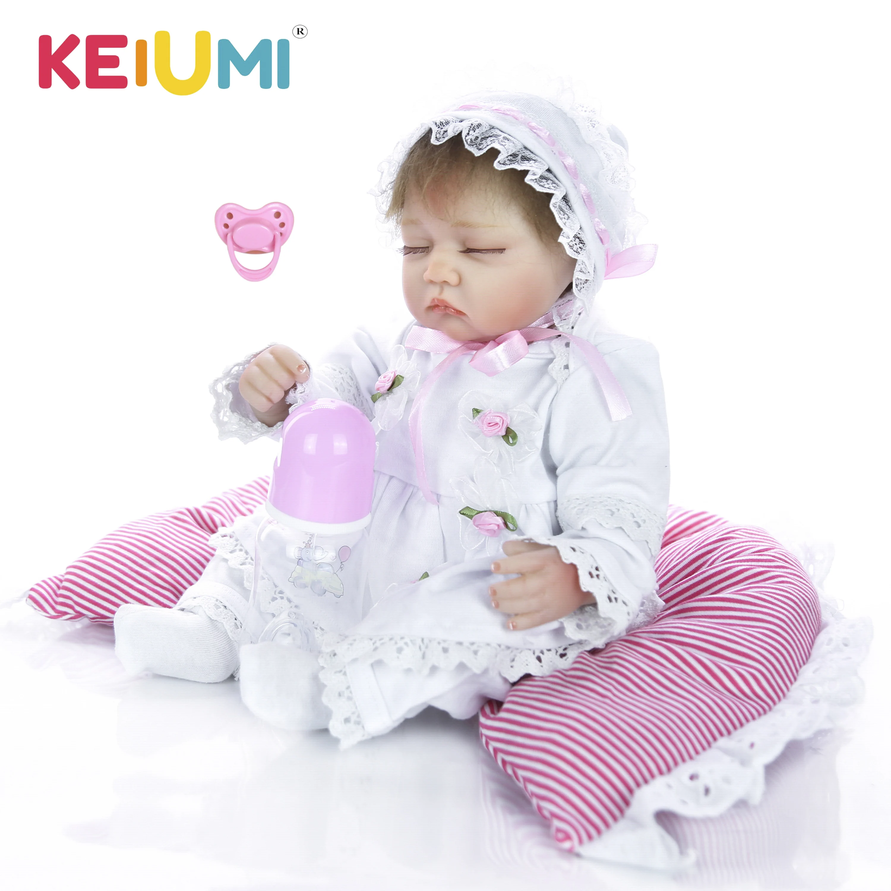 KEIUMI 17 дюймов Reborn для маленьких девочек куклы ткань боди Спящая кукла