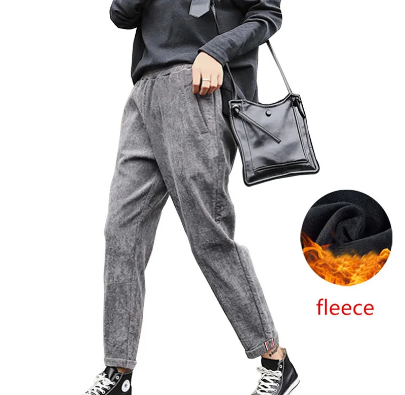 Женские вельветовые брюки винтажные осенне-зимние повседневные утепленные