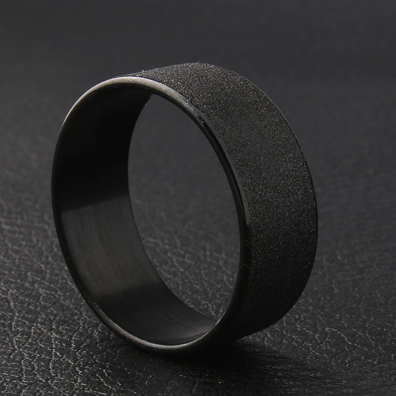 Кольцо из титановой стали с жемчужным песком ширина 8 мм|engagement ring men|pearl ringtitanium steel |