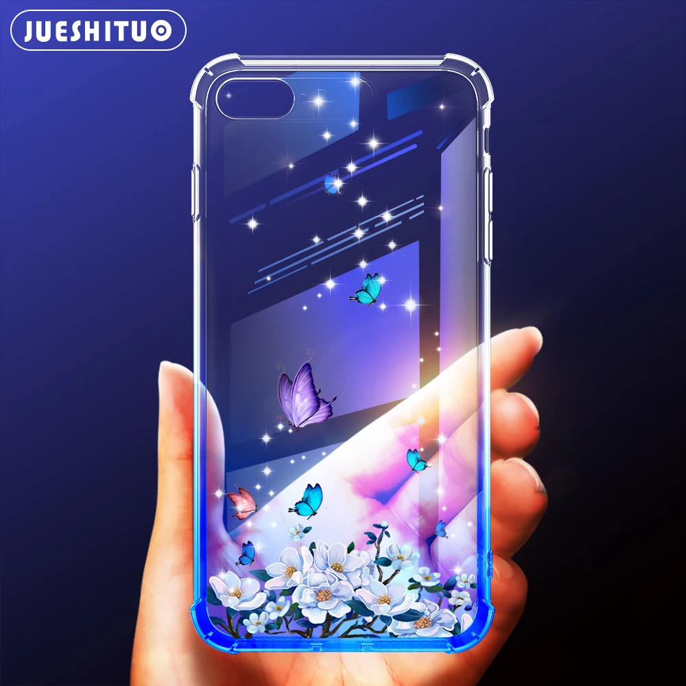 JUESHITUO Phone Case For iPhone X XR XS Max 8 7 6 6s Plus Cute Cartoon Cover Colorful Gradient Patterned Cases |
