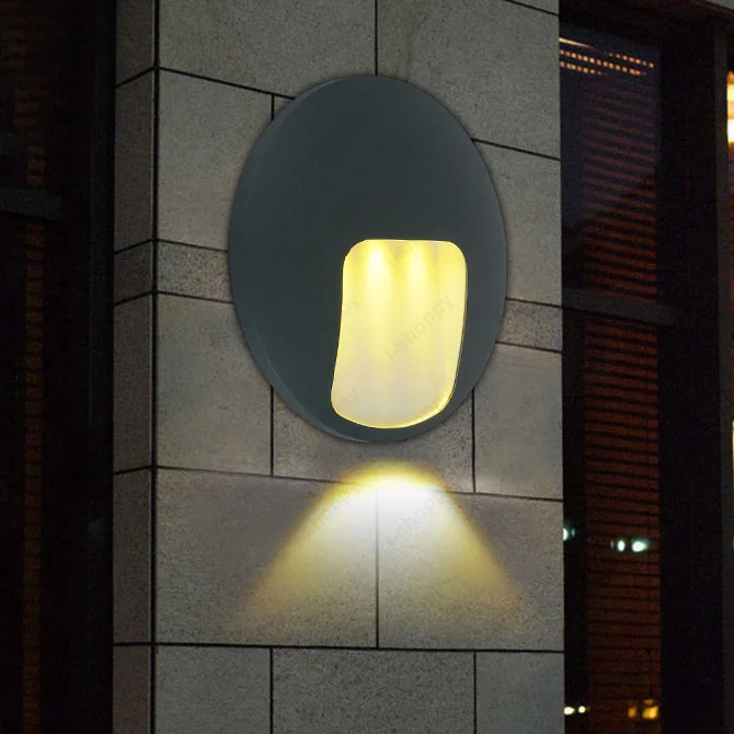 Уличный 3 Вт светодиодный настенный светильник бра водонепроницаемый круглый