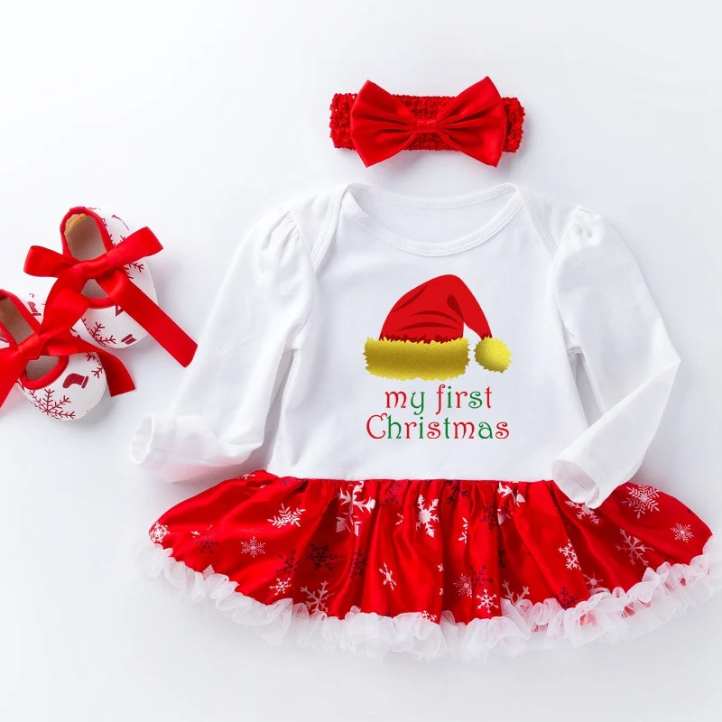 3 My First Christmas/Новогодняя Подарочная Одежда для девочек, костюм из 3 предметов, платья-пачки высокого качества с длинными рукавами вечерние осенние платья для новорожденных - Цвет: 3