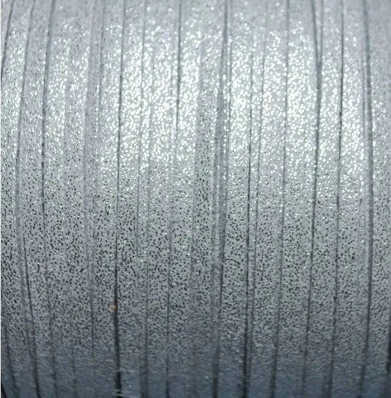 Плоский шнурок из искусственной замши металлического цвета 3 мм цветной кожаный