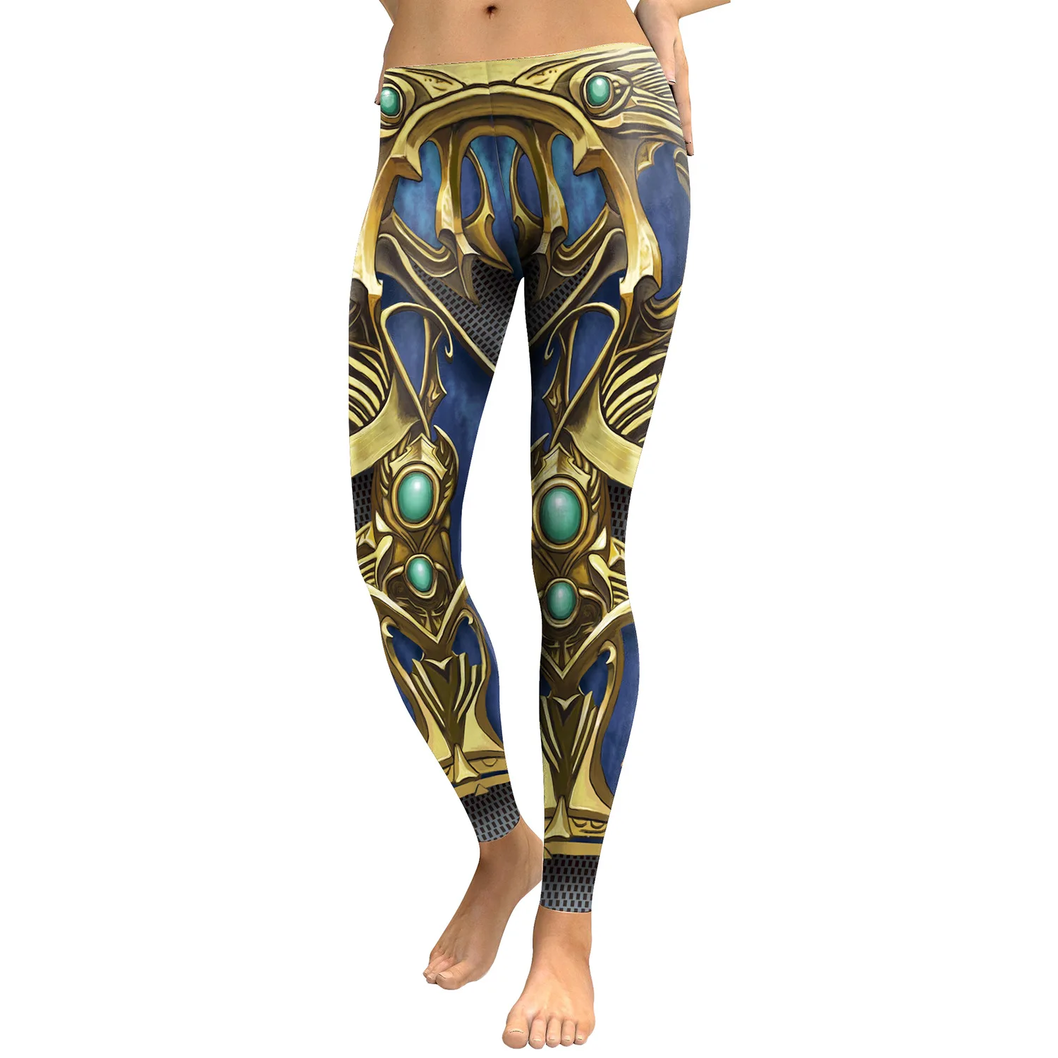 JIGERJOGER 2017 new YELLOW armor digital printing leggings elastic tight pants VINTAGE retro low waist band girl's running | Спорт и