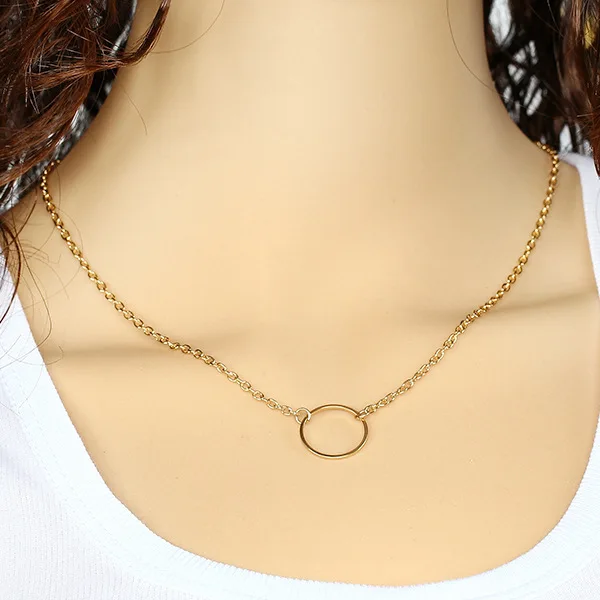 Женское Ожерелье с кольцом золотистого цвета|simple choker necklace|choker fashion necklaceschoker necklace | - Фото №1