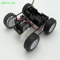 april du diy technology science kits electric four wheel drive car assembly model education scientific experiment toy1set