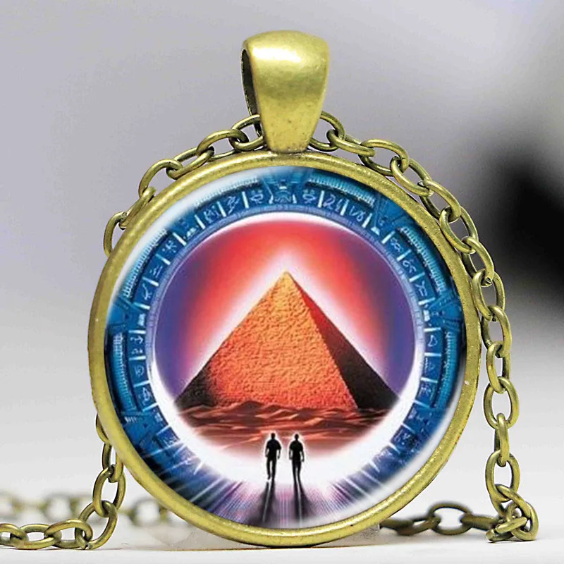 Звёздные Врата портал Атлантида Ожерелье Стеклянный кабошон с фото Подвеска из