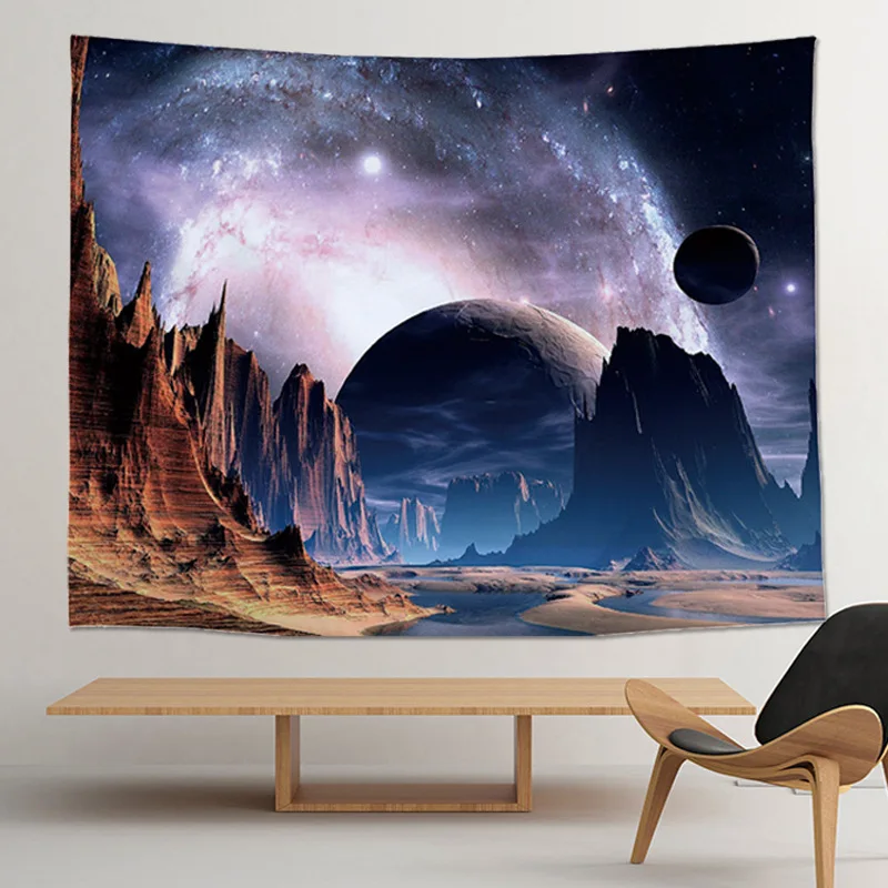 Psychedelic Night Starry Sky Stars Cosmic Galaxy Planet Universe Outer Space Tapestry Wall Hanging Cloth Tapestries Art Decor | Дом и сад