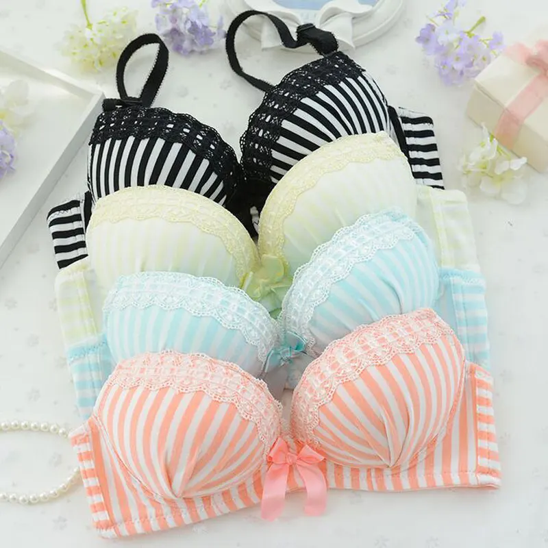 1 полосатый детский хлопковый бюстгальтер без косточек для девочек красивый