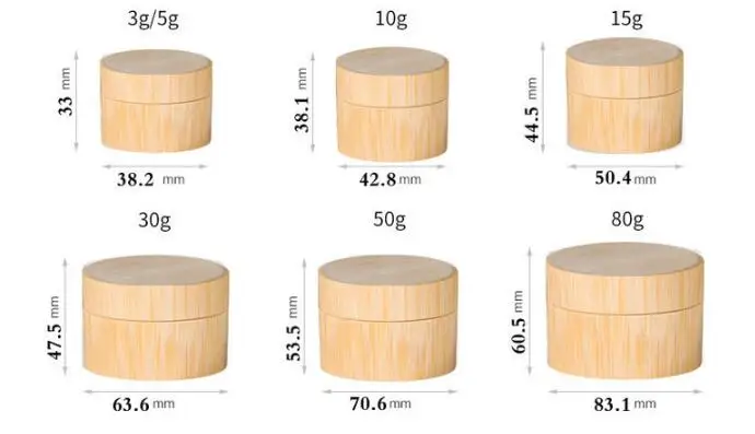 10 шт./лот 3 г 5 г 10 г 15 г 30 г 50 г бамбуковая бутылка крем баночка для декора для ногтей маска кремовый многоразовый пустой косметический контейнер для макияжа бутылка