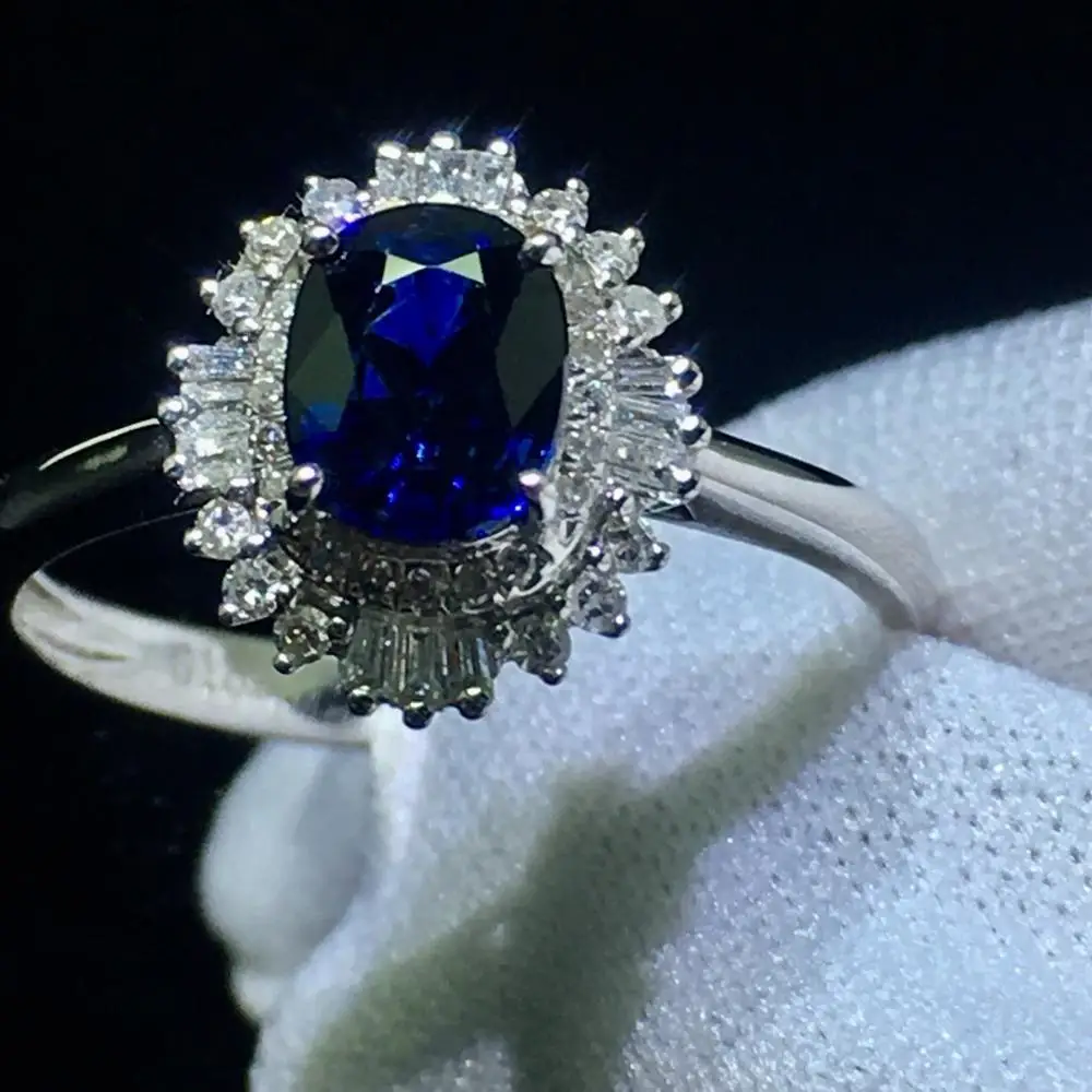 Ювелирные изделия из сапфира кольцо натуральный 0.95ct Cornflowerl драгоценный камень